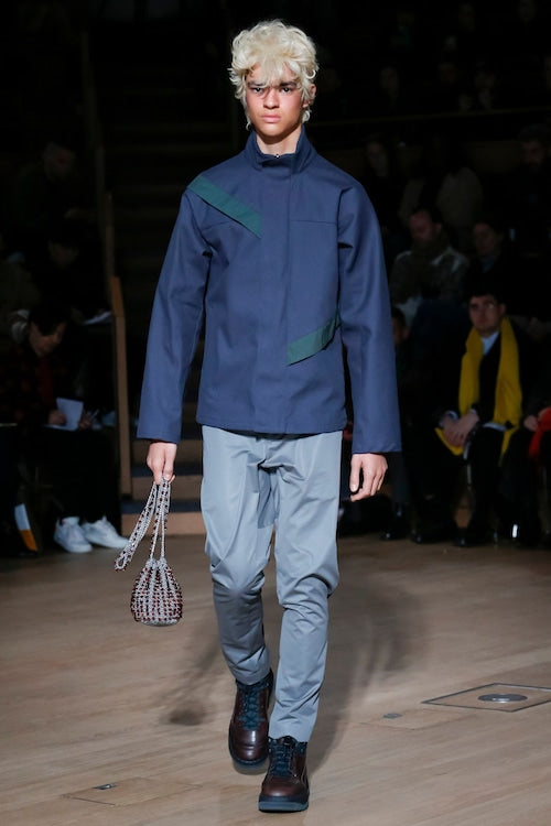 A/W2018 Kiko Kostadinov Gaetan contrast strap runway pants