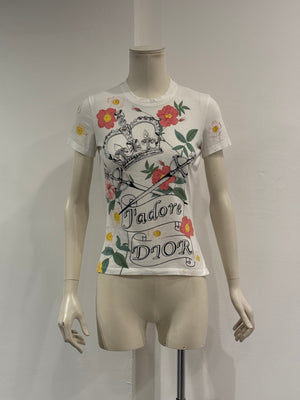A/W2003 Christian Dior J'adore Dior floral print t-shirt