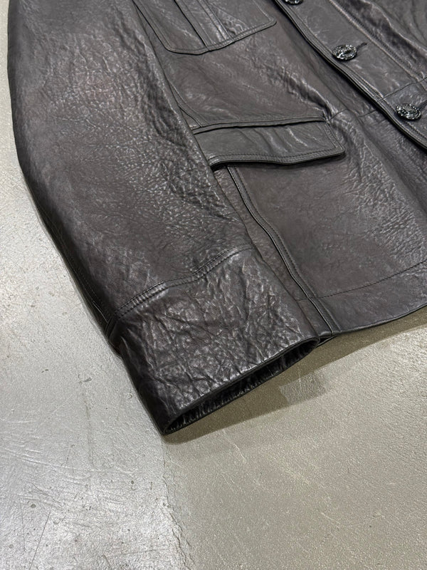 2000s Burberry leather military jacket