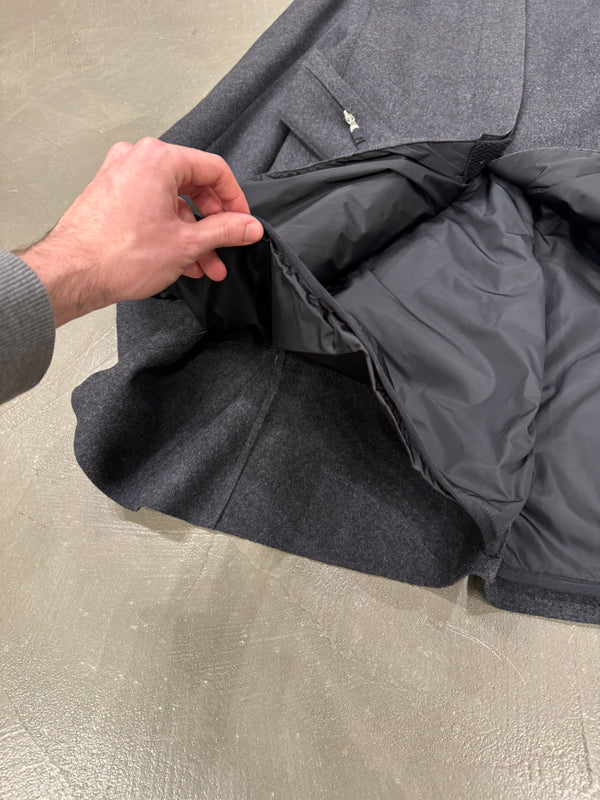 1999 Prada belted technical cargo pockets wool coat