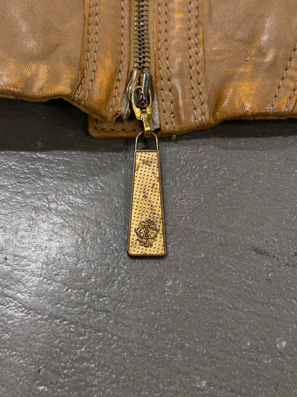 2000s Roberto Cavalli leather jacket with golden accents