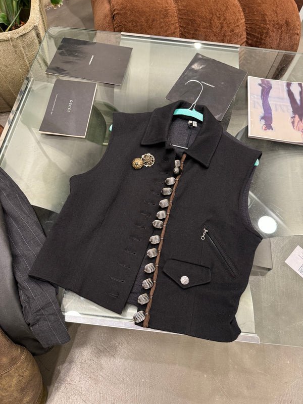 A/W1989 Helmut Lang runway wool vest with metal trinkets