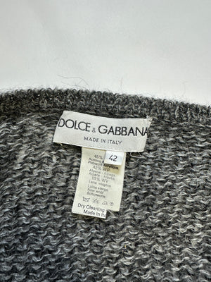 SS1999 Dolce & Gabbana knitted grey wool cropped long sleeve cardigan