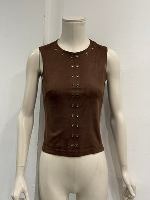 2000s Plein Sud suede set sleeveless top & pants