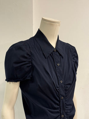 2000s Prada ruched short sleeve shirt