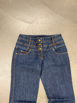 2000s Jean Paul Gaultier double waisted jeans