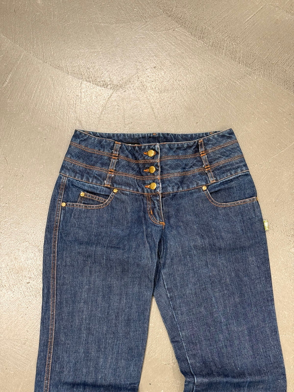 2000s Jean Paul Gaultier double waisted jeans