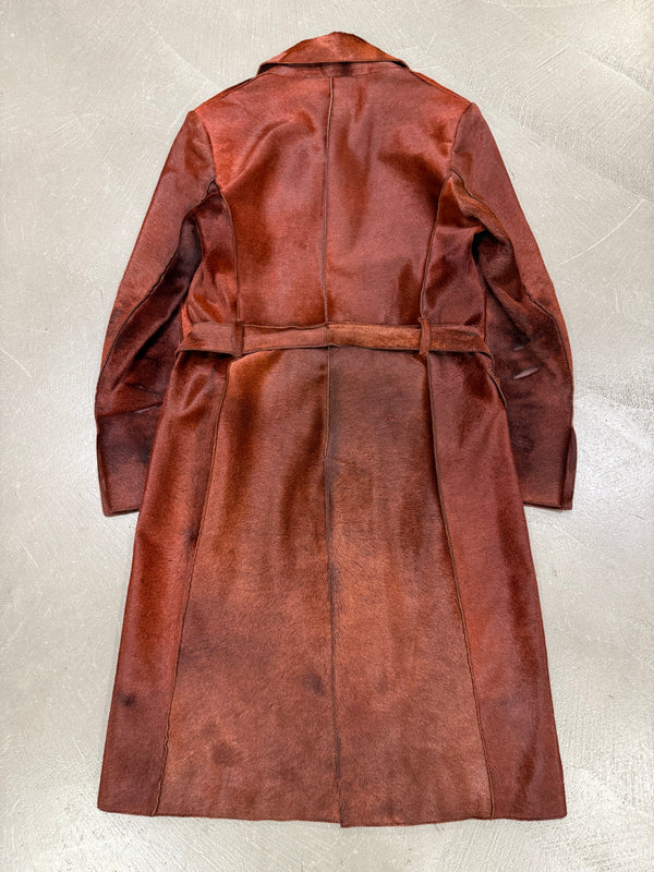 A/W2000 Roberto Cavalli pony hair leather belted coat