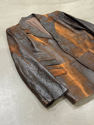 A/W2000 Roberto Cavalli artisanal eroded leather blazer