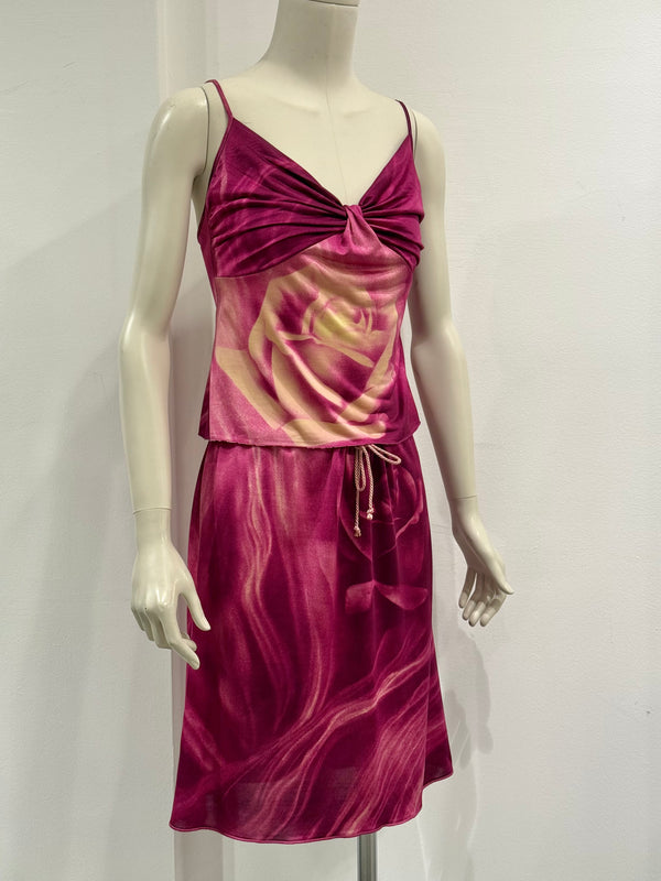 2000s Roberto Cavalli rose set top & skirt