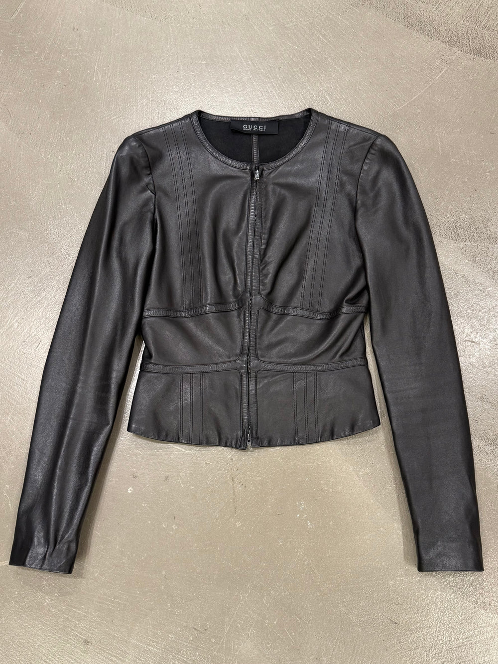 2000s Gucci by Tom Ford cropped paneled leather jacket