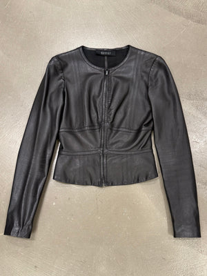 2000s Gucci by Tom Ford cropped paneled leather jacket
