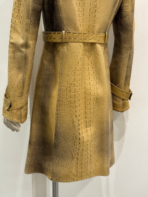 A/W2000 Roberto Cavalli runway croc embossed leather trench coat