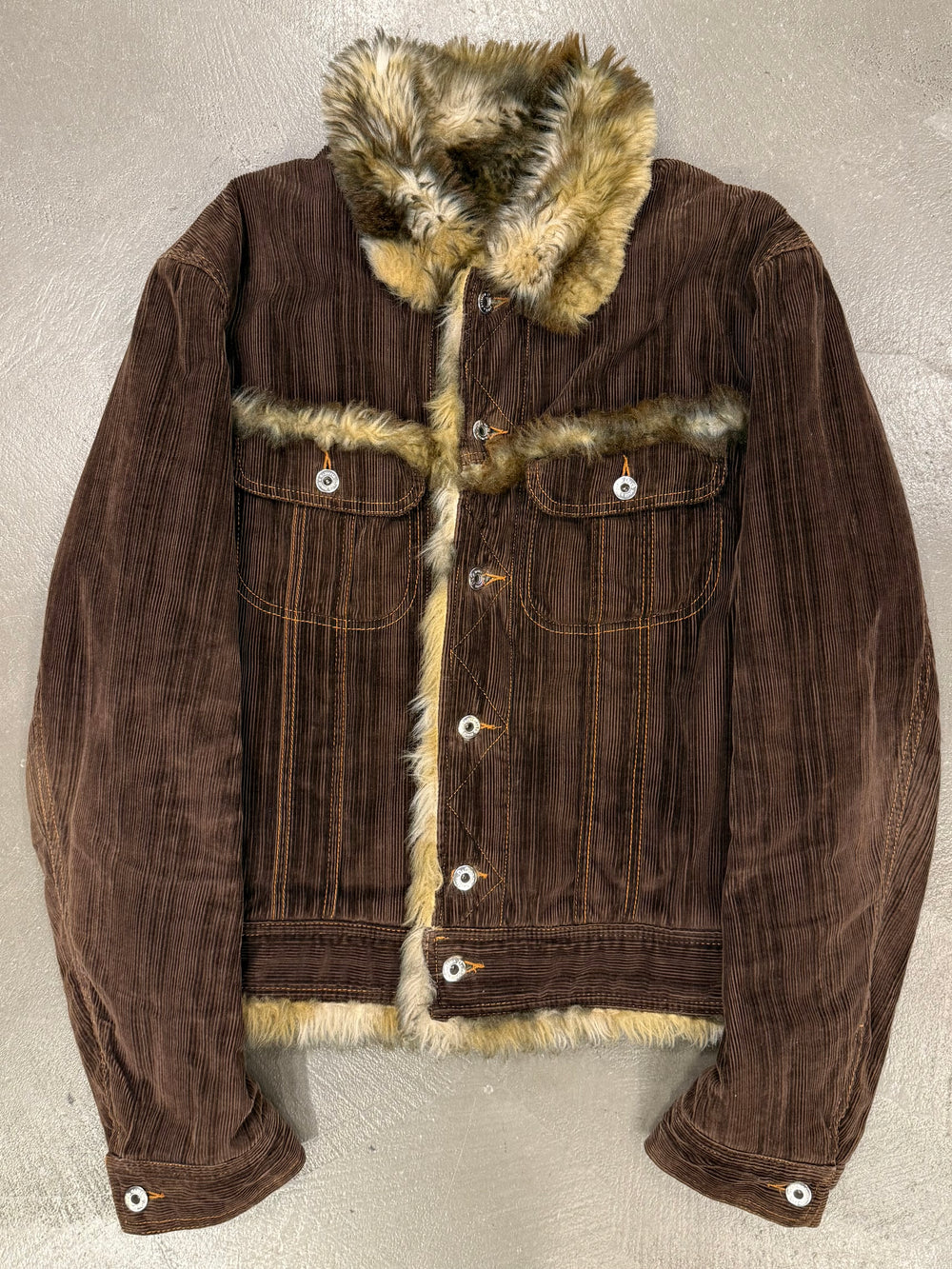 2004 Dolce & Gabbana corduroy fur jacket