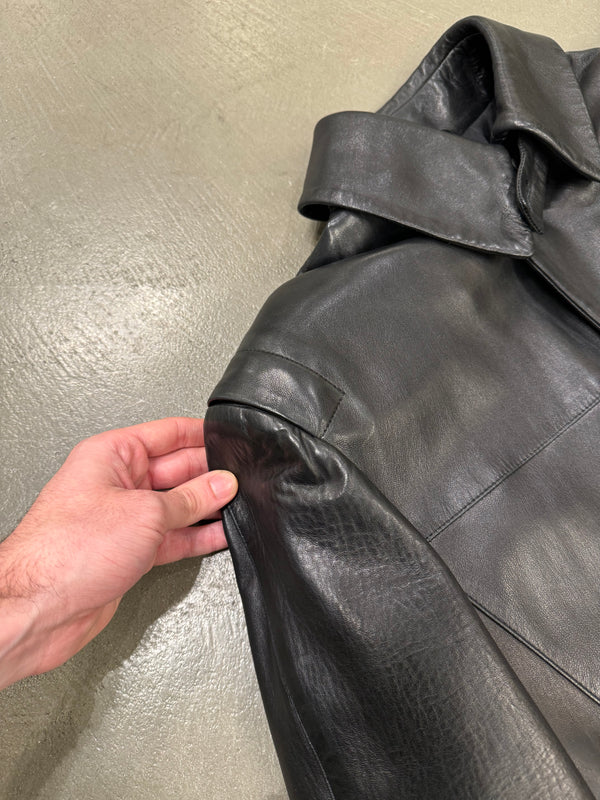 1990s Fendi Matrix long leather coat