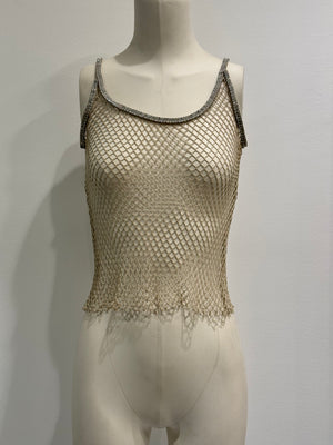 S/S 2002 Dolce & Gabbana J-Lo fishnet Swarovski top