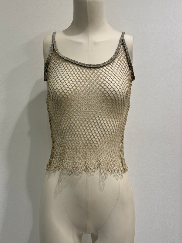 S/S 2002 Dolce & Gabbana J-Lo fishnet Swarovski top