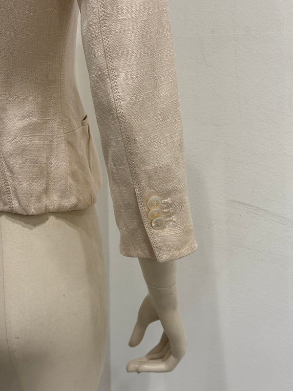 2000s Louis Vuitton structured cropped linen peplum jacket