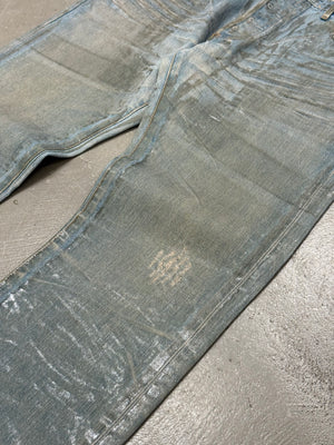 S/S2004 Dior by Hedi Slimane "Strip" Bleu Clair waxed jeans