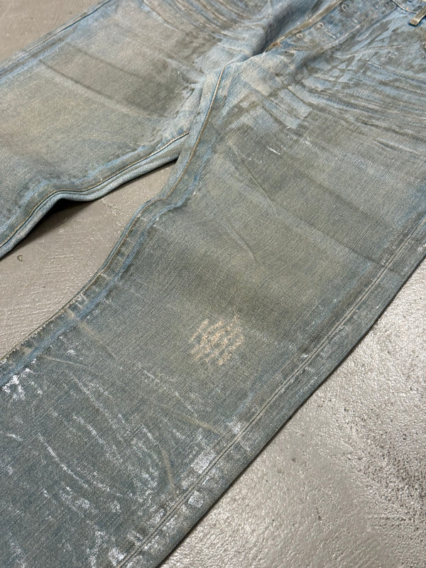 S/S2004 Dior by Hedi Slimane "Strip" Bleu Clair waxed jeans