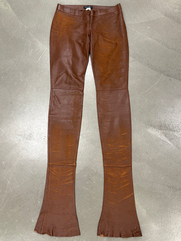 A/W2001 Dolce & Gabbana iconic runway over-heel distressed leather pants