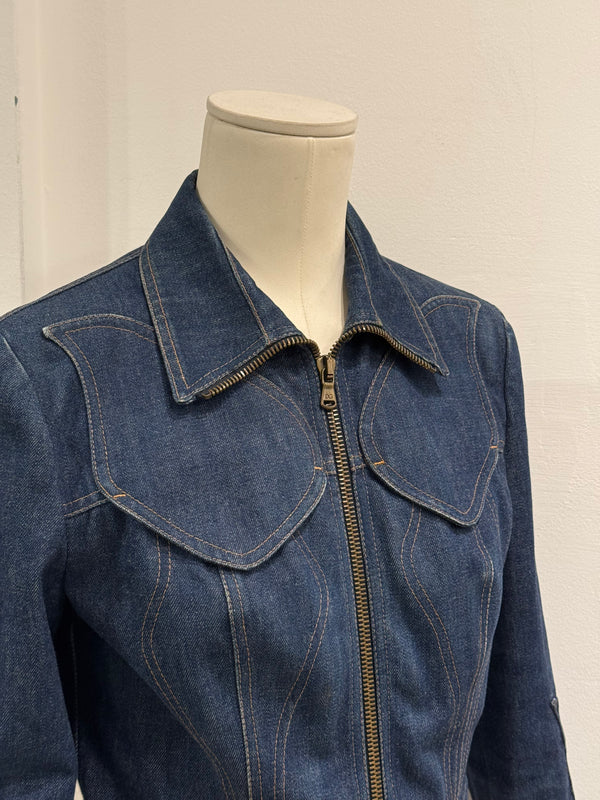 A/W2002 Dolce & Gabbana paneled floral denim jacket