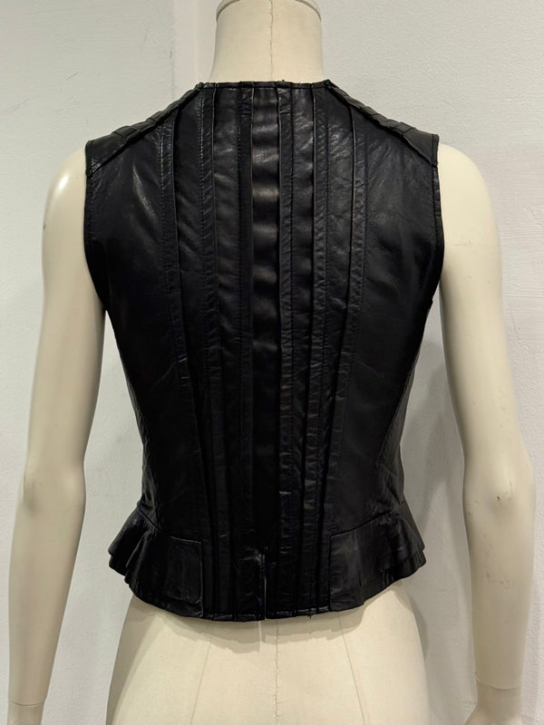 1990s Balenciaga paneled biker leather vest