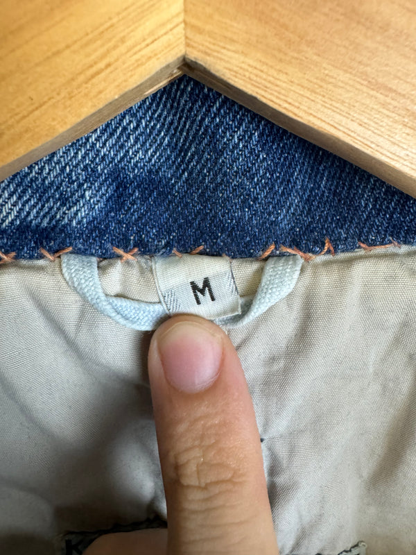 1980s Katharine Hamnett padded denim double breasted bomber