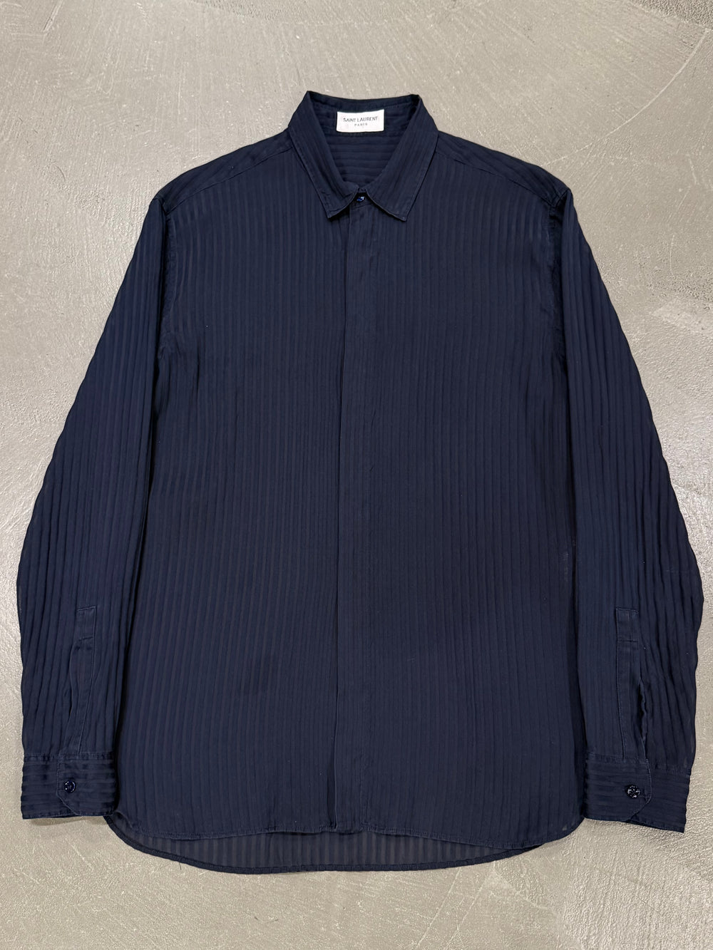 2010s Saint Laurent pinstripe poplin sheer shirt