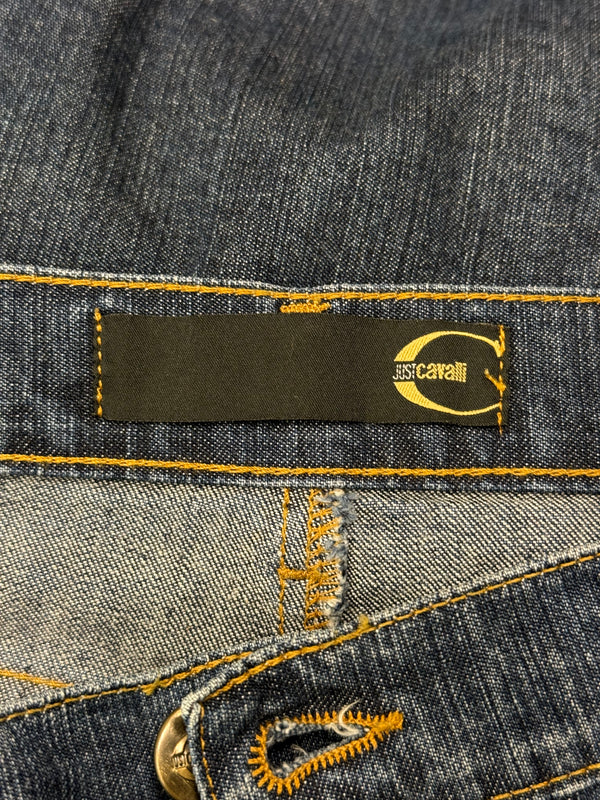 2000s Cavalli raw denim long skirt