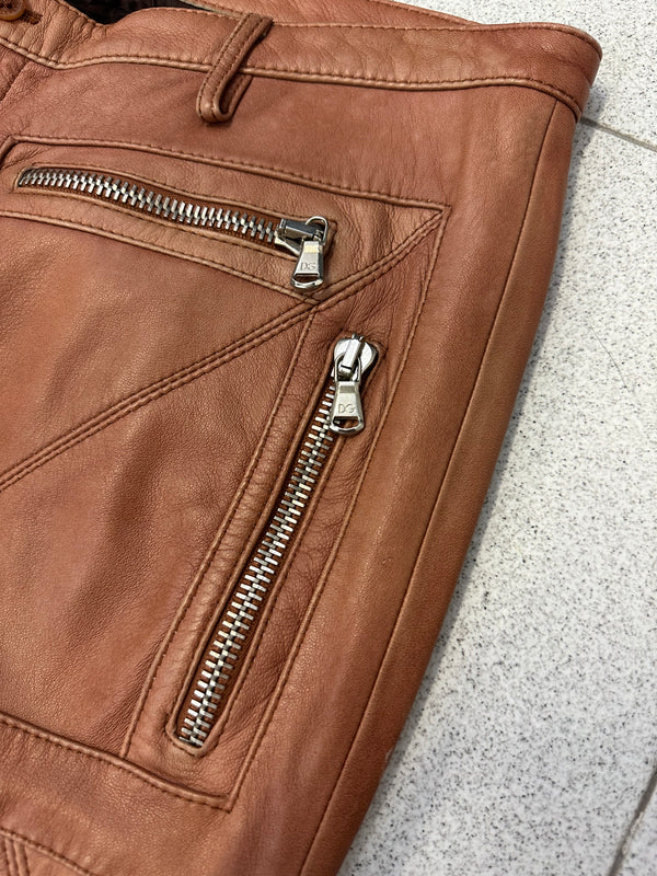 SS2002 Dolce & Gabbana leather zipper flight cargo pants