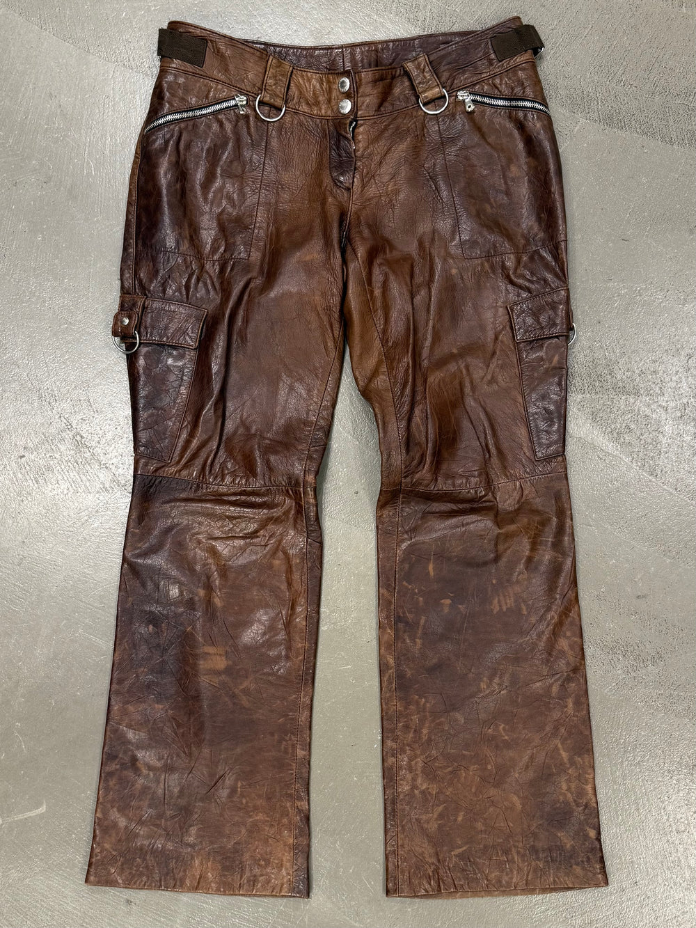 2001 Dolce & Gabbana Shepskin bondage leather trousers