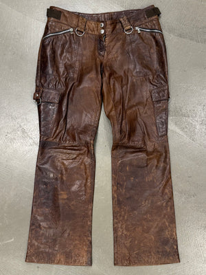 2001 Dolce & Gabbana Shepskin bondage leather trousers
