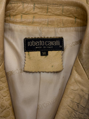 A/W2000 Roberto Cavalli runway croc embossed leather trench coat