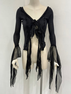 2000s Jean Paul Gaultier sheer ribbon-tie corset blouse