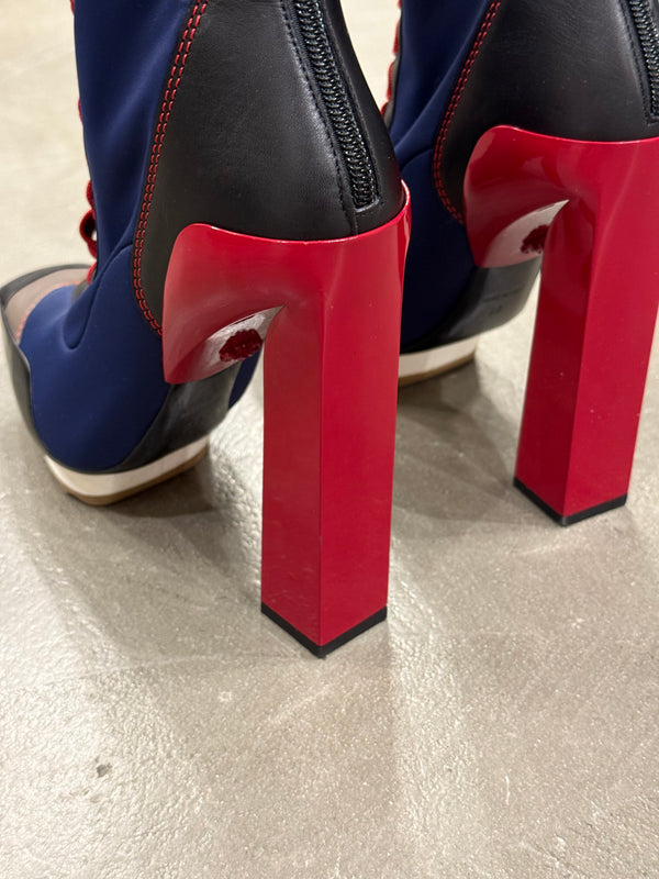 S/S2017 Versace iconic runway neoprene multi color high boots