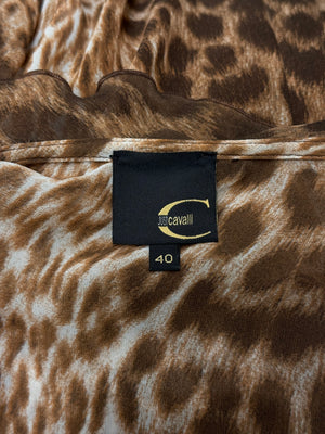 2002 Cavalli leopard print ruffled blouse
