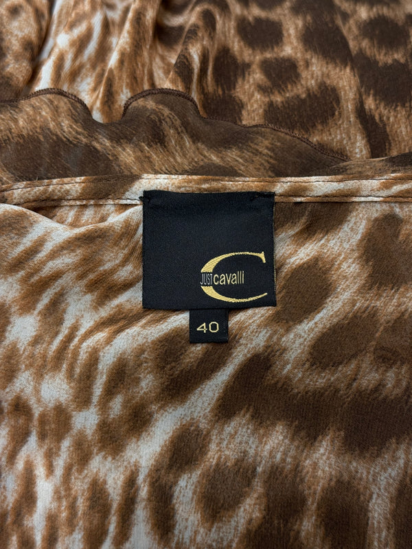 2002 Cavalli leopard print ruffled blouse
