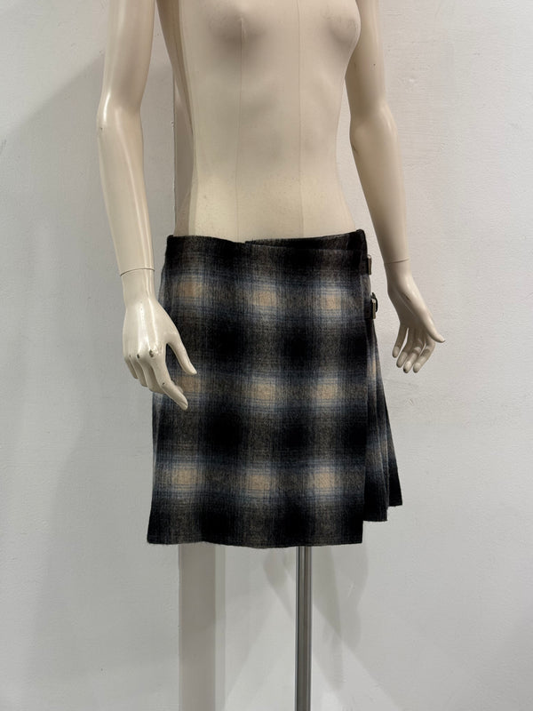 2011 Prada plaid tartan kilt mini skirt