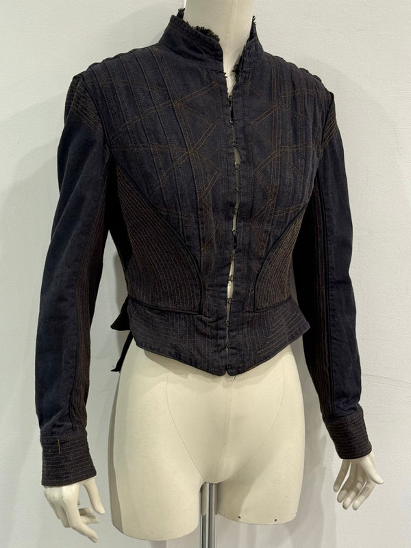 A/W2002 Alexander McQueen runway corseted denim jacket