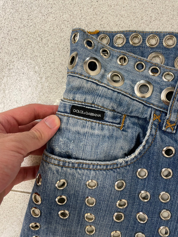 SS06 Dolce & Gabbana eyelet studded holed jeans