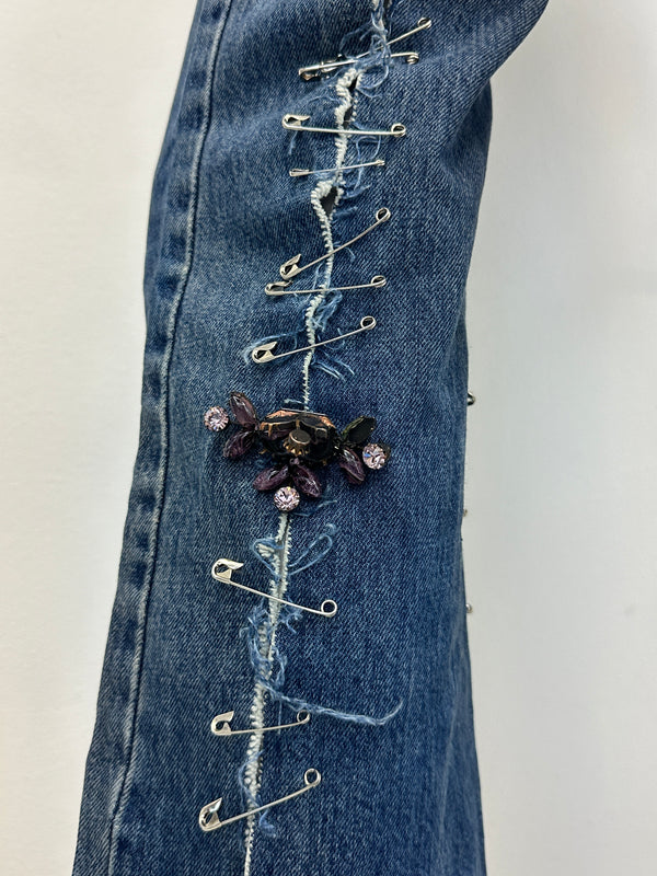 S/S 2001 Dolce & Gabbana safety pin punk jeans with broches