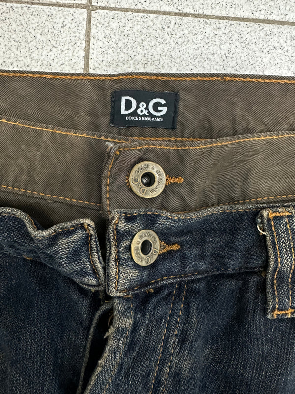 AW2003 D&G double waisted asymmetrical pockets jeans