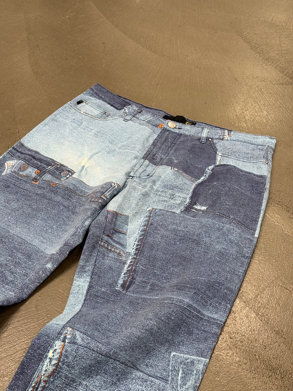 2000s Cavalli trompe l'oeil patchwork jeans