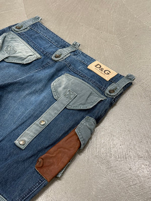 2000s Dolce & Gabbana patchwork multi-pocket cargo jeans