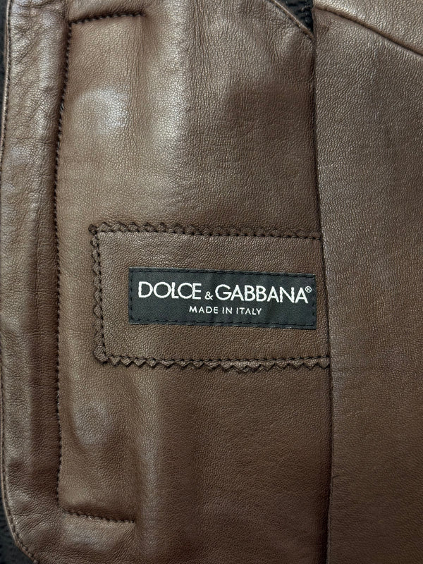 2000s Dolce & Gabbana pinstripe textured zip up jacket