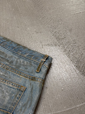 S/S2004 Dior by Hedi Slimane "Strip" Bleu Clair waxed jeans
