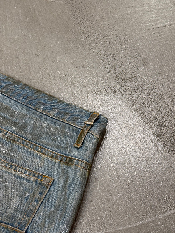 S/S2004 Dior by Hedi Slimane "Strip" Bleu Clair waxed jeans