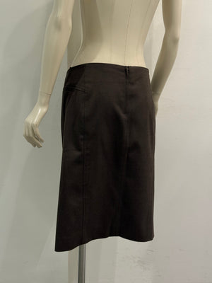 2004 YVES Saint Laurent brown leather double-row button skirt