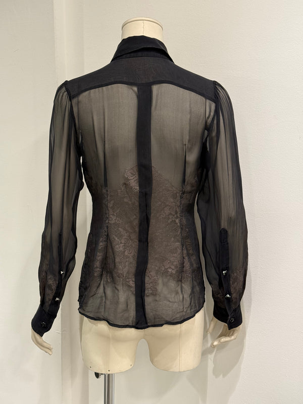2000s Dolce & Gabbana Silk lace hybrid shirt